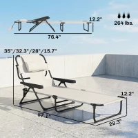 Outsunny Folding Lounge Chair w/ Reclining Back, Cream White(m-3)