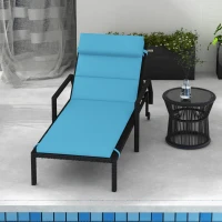 Outsunny Patio Chaise Lounge Chair Cushion Replacement Sun Lounger Pads with Headrest and Ties, Turquoise(m-7)