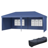 Outsunny 10' x 20' Pop Up Canopy Tent with 4 Sidewalls, Instant Gazebo with Carry Bag for Garden, Patio, Blue(m-11)