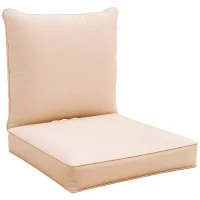 Outsunny Patio Chair Cushions, Thick Deep Seat Outdoor Seat Cushion with Back Cushion, Beige(m-9)