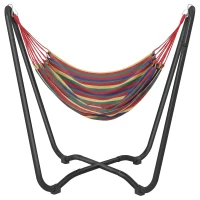 Outsunny Patio Hammock with Stand, Fabric Outdoor Hammock Bed with Stand for Beach, Yard, Bedroom, Indoor, Outdoor, Muti-Colored(m-9)