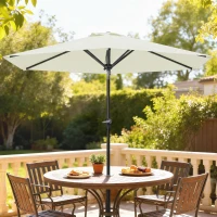 Outsunny Patio Sun Umbrella, Outdoor Parasol with 6 Ribs, Cream White(m-8)