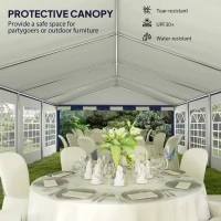 Outsunny 16.5' x 33' Large Party Tent, Heavy Duty Outdoor Canopy Tent with Removable Sidewalls, 10 Windows, Blue(m-7)