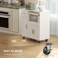 HOMCOM Microwave Cabinet Kitchen Cart Sliding Tray Adjustable Shelf Cable Hole 31.5" x 15.7" x 34.9" in White(m-7)