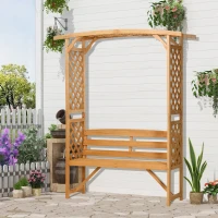 Outsunny Patio Garden Bench, Wooden Bench, Outdoor Bench for Vines/Climbing Plants, Brown(m-10)