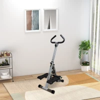 Soozier Adjustable Stepper Aerobic Ab Exercise Fitness Workout Machine with LCD Screen & Handlebars, Grey(m-10)