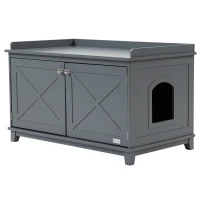 PawHut Cat Litter Box Furniture with Large Hidden Storage(m-1)