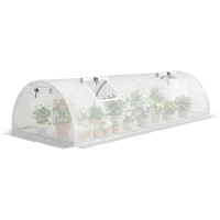 Outsunny Portable Mini Greenhouse, Tunnel Growing Tent with 5 Mesh Windows and Steel Frame,7' x 3' x 2', White(m-13)