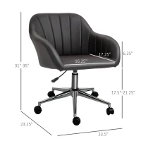 Vinsetto Mid Back Home Office Chair Computer Desk Chair with PU Leather, Adjustable Height, Swivel Wheels for Study, Bedroom, Brown(m-3)