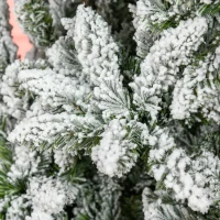 HOMCOM 7.5' Tall Unlit Snow Flocked Pine Artificial Christmas Tree with Realistic Branches, Green(m-8)