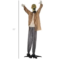 Outsunny 72" Life Size Outdoor Halloween Decorations Zombie, Animated Prop Animatronic Decor with Sound and Motion Activated, Light Up Eyes, Howling Sound(m-3)