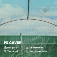 Outsunny 10'x11'x6' Walk-in Tunnel Greenhouse with Shelves, Mesh Door and Windows, Hoop House Greenhouse with PE Cover, Green(m-6)