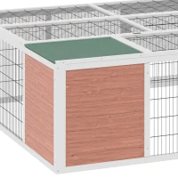 PawHut 64" Outdoor Rabbit Hutch Playpen, Wooden Tortoise House Habitat, Bunny Cage with Run and Enclosed Cover, for Rabbits, Chickens, Ducks, Indoor, Brown(m-9)