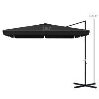 Outsunny 10' Cantilever Patio Umbrella, Square Offset Umbrella with Tilt, Crank, Cross Base, Aluminum Pole and Air Vent, Gray(m-3)