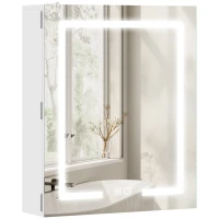 HOMCOM Bathroom Medicine Cabinet with Lights, Wall Mounted Medicine Cabinet with Mirror Demister Pad, Adjustable Shelves, White(m-9)