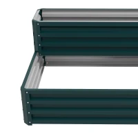 Outsunny 2 Tier Galvanized Raised Garden Bed, Steel Planter Box for Vegetables, Flowers, Herbs, 47" x 40" x 23", Green(m-12)