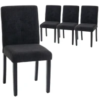 HOMCOM Modern Dining Chairs Set of 4, Kitchen Chairs with Rubberwood Legs and Padded Seat, Black(m-9)