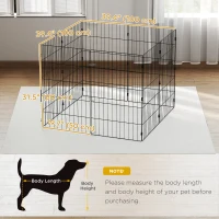 PawHut Foldable Metal Exercise Dog Playpen, Expandable Pet Fence for Small & Medium Dogs, 20" x 32", 8 Panels, Black(m-3)