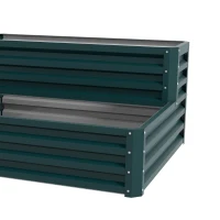 Outsunny 2 Tier Galvanized Raised Garden Bed, Steel Planter Box for Vegetables, Flowers, Herbs, 47" x 40" x 23", Green(m-11)