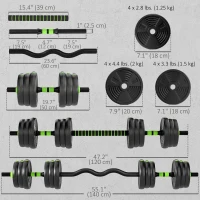 Soozier Adjustable Dumbbell Set, 4 in 1 Weights Dumbbells Set for Home Gym, 44lb Free Weights with Connector and Non-Slip Grip(m-3)