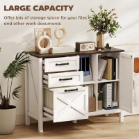HOMCOM Lateral Filing Cabinet with Drawers, Shelves, Adjustable Hanging Bar for Home Office, Fit A4/Letter Files, White(m-4)