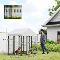 PawHut Outdoor Dog Kennel with Waterproof UV-Resistant Cover, 6 x 4 x 6 ft(m-3)