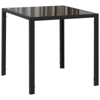 HOMCOM Square Kitchen Table for 2-4 People, Dining Table with Glass Top and Steel Legs for Dining Room, Black(m-8)