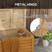Outsunny 176L Outdoor Storage Box, Wooden Deck Storage Container with 2 Safety Hinges for Balcony, Porch, Poolside, Light Brown(m-5)