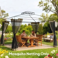 Outsunny Replacement Mosquito Netting for Gazebo 12' x 12' Black Screen Walls for Canopy with Zippers, Khaki(m-8)