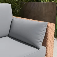 Outsunny Patio Couch PE Wicker Deep Seating Outdoor Sofa with Removable Cushions, 3 Seater Rattan Sofa, Outdoor Furniture for Balcony, Deck, Garden and Poolside, Sand(m-9)