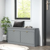 HOMCOM Shoe Storage with Seat, Upholstered Hallway Bench, Shoe Bench with 2 Flip Drawers and 4 Vents for 8 Pairs of Shoes(m-1)