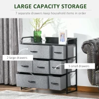 HOMCOM 7-Bin Dresser Storage Tower Cabinet Organizer Unit, Easy Pull Fabric Bins with Metal Frame(m-6)