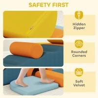 Qaba 9-Piece Soft Play Set, Kids Soft Play Foam Blocks with Detachable Cover for Climbing and Crawling, Multicolored(m-6)