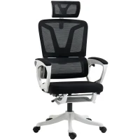 Vinsetto High Back Home Office Chair, Fabric Computer Desk Chair with Adjustable Headrest, Lumbar Support, Armrest, Foot Rest, Reclining Back, Black(m-11)