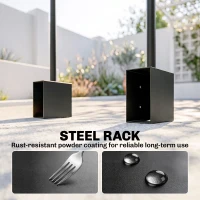 Outsunny DIY Firewood Rack with Customisable Width, Heavy Duty Steel Log Store Indoors, Log Storage Bracket Holder, Black(m-7)