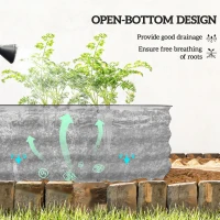 Outsunny 4.9' x 2' x 1' Large Outdoor Planter Box, Galvanized Raised Garden Bed with Metal Plant Stake, Silver(m-5)