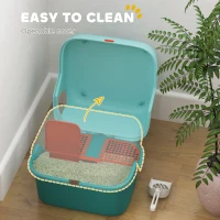 PawHut Cat Litter Box with Scoop, Easy to Clean & Openable Cover, Green(m-4)
