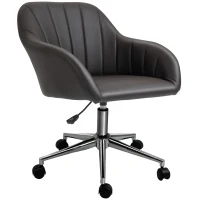 Vinsetto Mid Back Home Office Chair Computer Desk Chair with PU Leather, Adjustable Height, Swivel Wheels for Study, Bedroom, Brown(m-1)