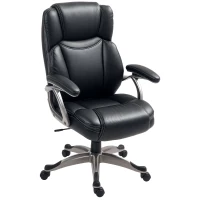 HOMCOM PU Leather High Back Office Chair, Swivel Desk Chair with Tilt Function and Adjustable Height, Black(m-1)