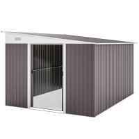 Outsunny 11' x 9' Metal Outdoor Storage Shed, Tool House with Double Lockable Doors for Backyard, Patio, Lawn, Garage, Gray(m-11)