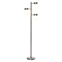 HOMCOM Modern Floor Lamp, Standing Lamp with 3 Rotating Lights for Living Room, Bedroom, Office, Silver(m-15)