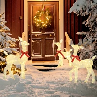 Outsunny 3 Piece Lighted Christmas Reindeer Family, 55" Light Up Deer, Outdoor Holiday Decor with LED Lights, Stakes, Zip Ties(m-8)