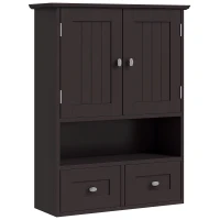 kleankin Medicine Cabinet, Bathroom Wall Cabinet with Shelf and Drawers for Hallway, Living Room, Brown(m-9)