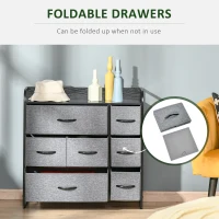 HOMCOM 7-Bin Dresser Storage Tower Cabinet Organizer Unit, Easy Pull Fabric Bins with Metal Frame(m-5)