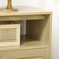 HOMCOM Boho Sideboard Buffet Cabinet with Rattan Doors, Natural(m-9)