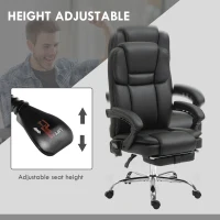 Vinsetto 6 Point Vibration Massage Office Chair, PU Leather Reclining Computer Chair with Adjustable Height, Black(m-5)