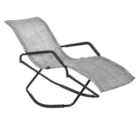 Outsunny Outdoor Folding Rocking Chair, Foldable Chaise Lounge Pool Chair, Zero Gravity Lounge Chair with Armrests for Sun Tanning, Sunbathing, Rocker for Patio, Lawn, Beach, Gray(m-1)
