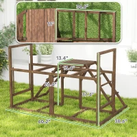 PawHut Chicken Activity Play Set with Multiple Chicken Perches, Swing, Ladder, Platform for 3-4 Chickens, Coffee(m-5)