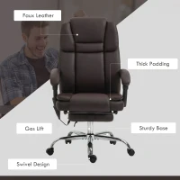 Vinsetto Massage Office Chair, Reclining Executive Office Chair with 6-Point Vibration, Footrest and High Back, Dark Brown(m-7)