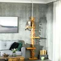 Pawhut Floor to Ceiling Cat Tree with Adjustable Height 80"- 95(m-2)